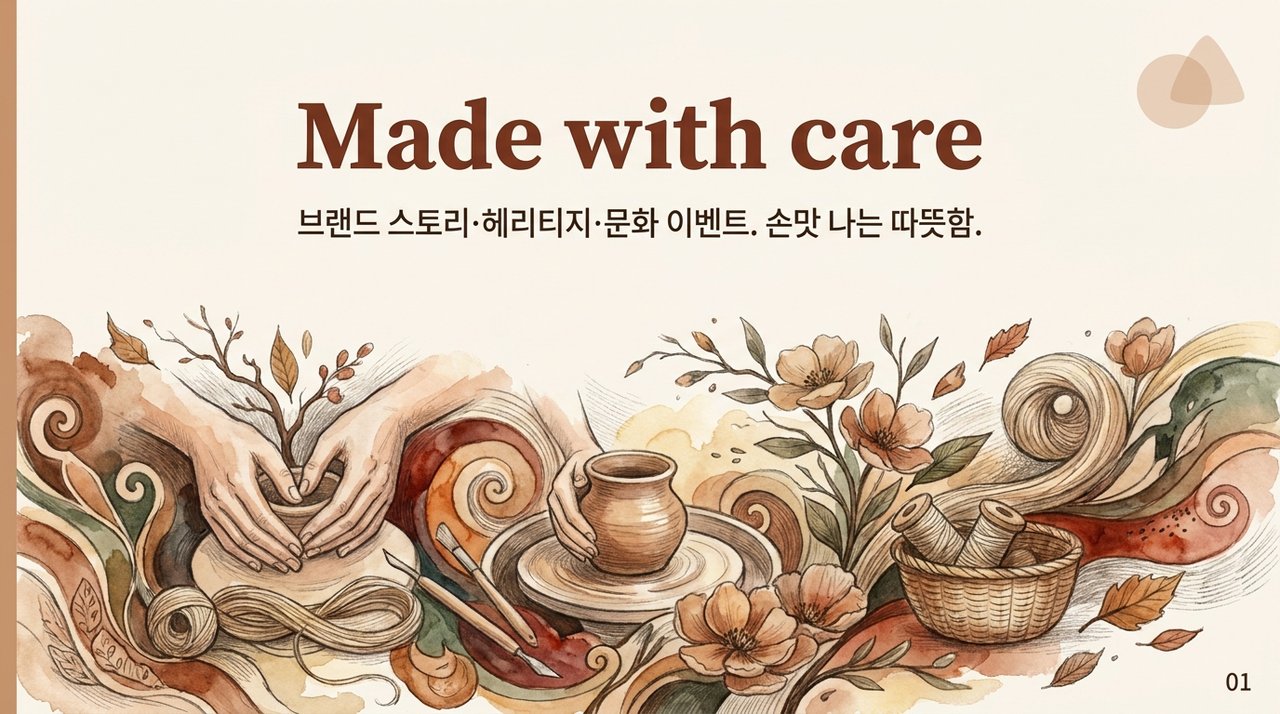 Warm Handcraft 디자인 프리셋 슬라이드 예시